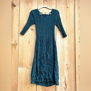Alquema Teal Pleated Dress Sz 1, Medium